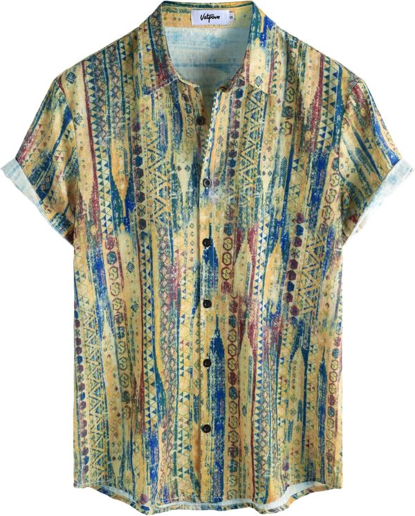 VATPAVE Mens Casual Short Sleeve Button Down Shirts Regular Fit Hawaiian Summer Shirt - Image 135