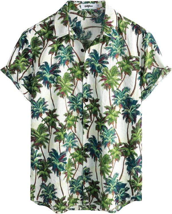 VATPAVE Mens Casual Short Sleeve Button Down Shirts Regular Fit Hawaiian Summer Shirt - Image 159