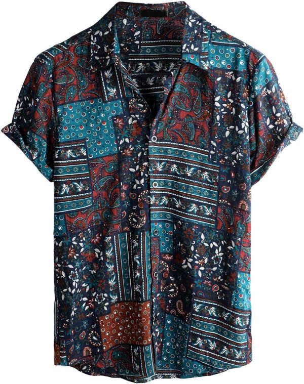 VATPAVE Mens Casual Short Sleeve Button Down Shirts Regular Fit Hawaiian Summer Shirt - Image 165