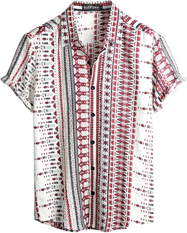 VATPAVE Mens Casual Short Sleeve Button Down Shirts Regular Fit Hawaiian Summer Shirt - Image 178