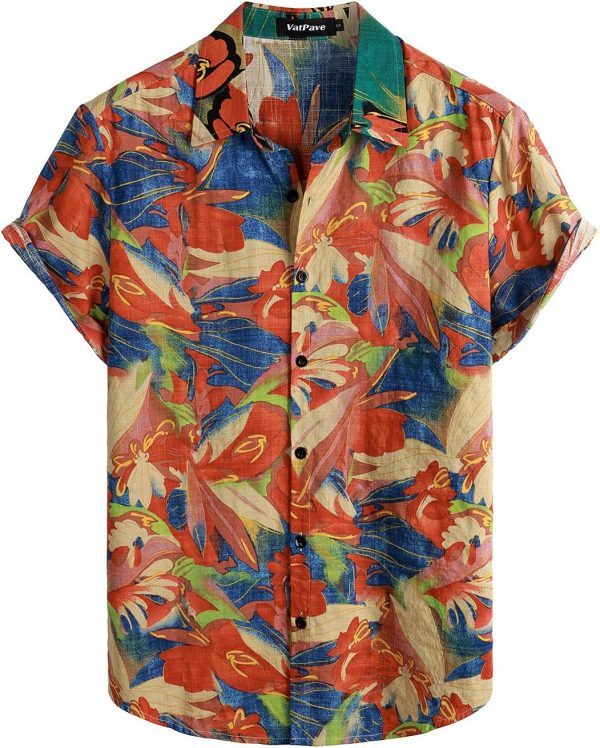 VATPAVE Mens Casual Short Sleeve Button Down Shirts Regular Fit Hawaiian Summer Shirt - Image 184