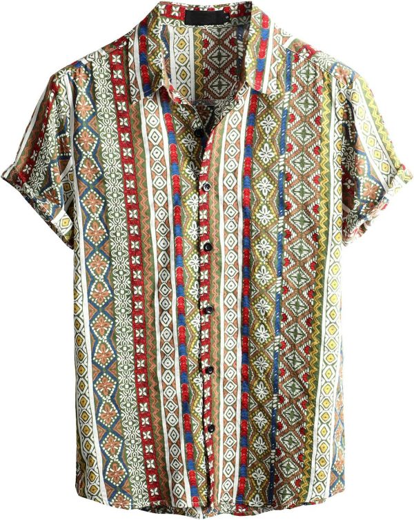 VATPAVE Mens Casual Short Sleeve Button Down Shirts Regular Fit Hawaiian Summer Shirt - Image 190