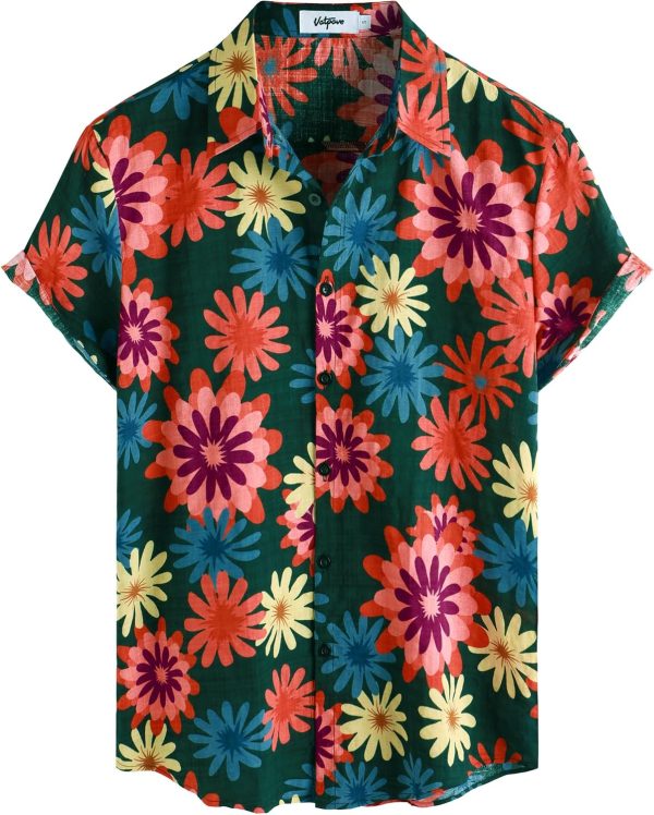 VATPAVE Mens Casual Short Sleeve Button Down Shirts Regular Fit Hawaiian Summer Shirt - Image 196