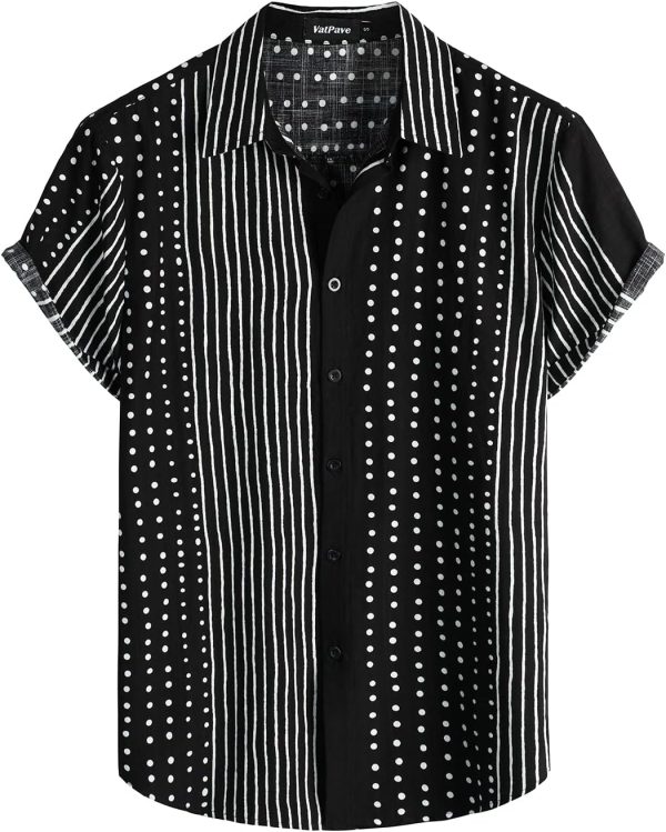 VATPAVE Mens Casual Short Sleeve Button Down Shirts Regular Fit Hawaiian Summer Shirt - Image 208